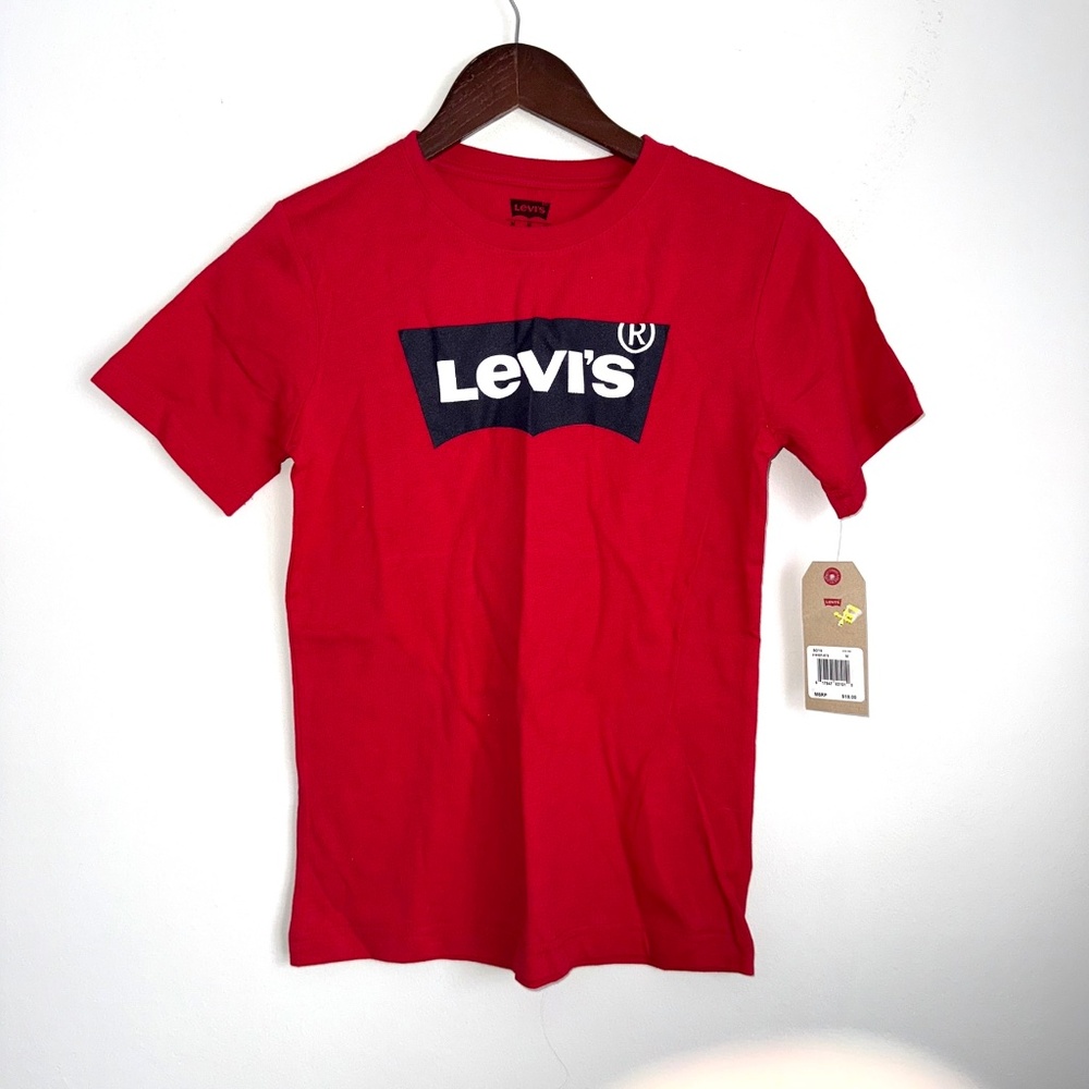 LEVI'S $18 New Youth Medium 10-12 Red Navy Short Sleeve Classic Logo TShirt RR3